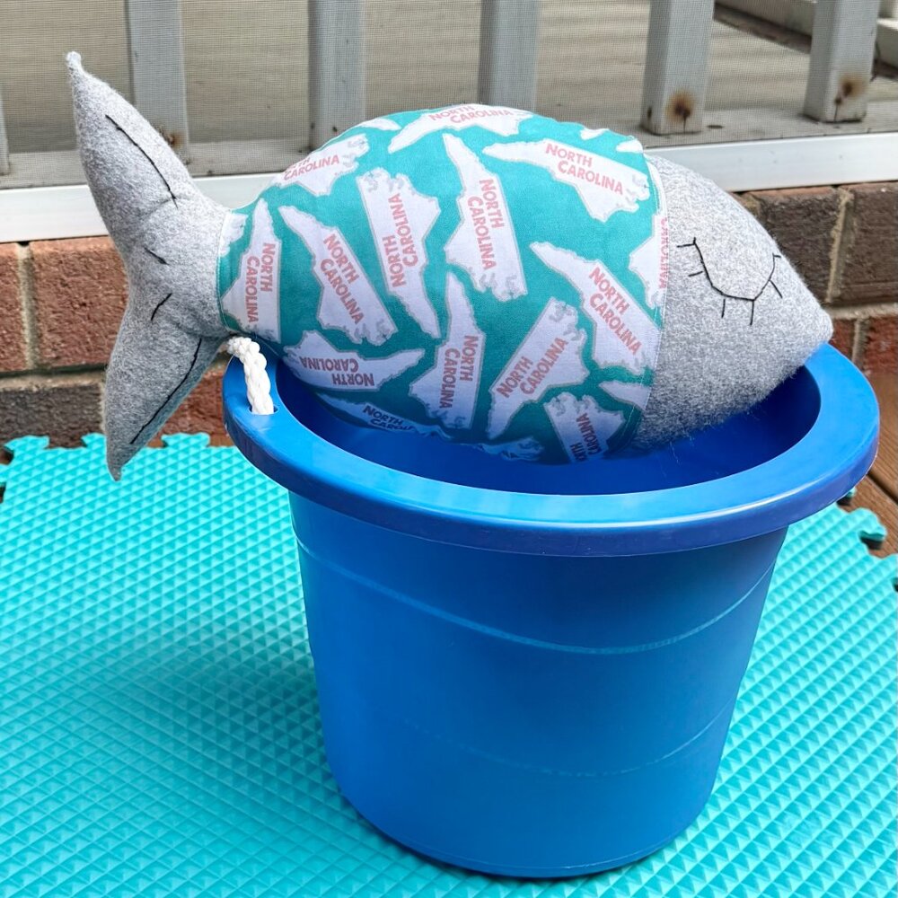 North Carolina Fabric & Wool Fish Throw Pillow